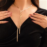 ( necklace Gold 55 7)occidental style  Metal wind twining snake chain ear stud  trend geometry long style weave Earring