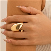 ( 3 Ligh  Gold  74 )occidental styleins wind Metal ring woman  surface textured drop opening set