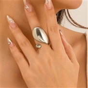 ( 3  White k  74 )occidental styleins wind Metal ring woman  surface textured drop opening set