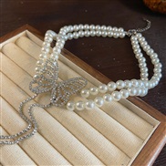 ( necklace butterfly )occidental style diamond butterfly tassel Pearl necklace personality clavicle chain fashion high