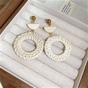 (  white)Bohemia brief weave circle geometry earrings retro samll ethnic style temperament unique Earring woman