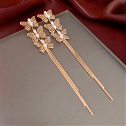 ( Silver needle  Goldbutterfly  Tassels)elegant Metal butterfly zircon tassel silver earrings gold high samll temperame