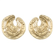 ( Gold)Irregular Metal Earring brief Round textured all-Purpose earrings lady fashion trend