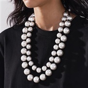 (Pearl )occidental style style handmade necklace Double layer Pearl beads chain exaggerating Clothing chain lady elegan