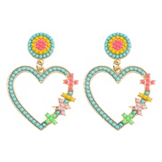 ( blue) occidental style Alloy beads Earring  creative love diamond day earrings