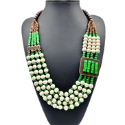 ( green)ethnic style multilayer geometry necklace exaggerating sweater chainnecklace