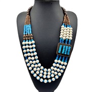 ( Lake Blue )ethnic style multilayer geometry necklace exaggerating sweater chainnecklace