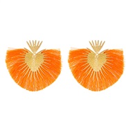 ( 2  Gold+ Orange 45 9)occidental style retro temperament heart-shaped Earring woman  personality brief sector exaggera