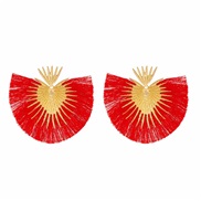 ( 3  Gold+ red 4464)occidental style retro temperament heart-shaped Earring woman  personality brief sector exaggeratin