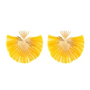 ( 7 KCgold + yellow  3581)occidental style retro temperament heart-shaped Earring woman  personality brief sector exagg