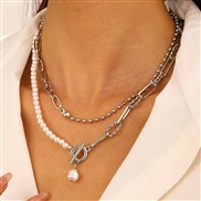 ( 1  White K A 229)occidental style  samll imitate Pearl tassel love cross butterfly all-Purpose necklace woman