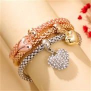 fashion concise Peach heart three color chain bracelet