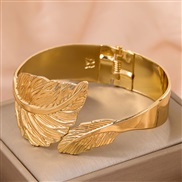 1 fashion Metal concise leaves opening temperament bangle
