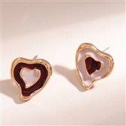 fine  fashion sweetOL double color love personality ear stud