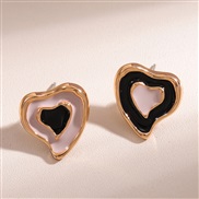 ( black ) fine  fashion sweetOL double color love personality ear stud