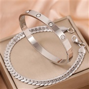 1 fashion concise flash diamond chain temperament man bracelet set