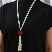 1 fashion concise Pearl tassel temperament lady long necklace/ sweater chain