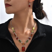 fashion concise color accessories temperament lady necklace earrings set