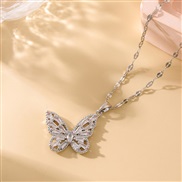 fashion concise bronze zircon butterfly personality lady necklace
