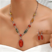 fashion concise color accessories temperament lady necklace earrings set