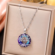 fashion sweetOL concise tree Round crystal personality lady necklace