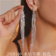 (JXER14    Silver)claw chain Rhinestone long style tassel personality earrings ear stud earring occidental style exagge