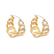 ( Gold) Alloy earrings occidental style Earring woman chain Round Metalearrings