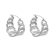 ( Silver) Alloy earrings occidental style Earring woman chain Round Metalearrings