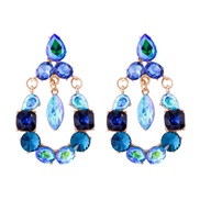 ( blue)occidental style fashion big drop Alloy fully-jewelled retro temperament exaggerating earrings woman trend super