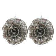 (E 1732 grey green ) rose earrings retro exaggerating fully-jewelled Cloth big flowers earring Earring woman gift