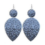 (E 1729  blue) zircon fashion leaves earrings  occidental style super fully-jewelled Earring