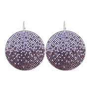 (E 173  purple) zircon geometry Round earrings  occidental style super fully-jewelled Earring
