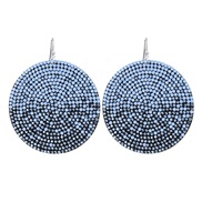 (E 173   blue) zircon geometry Round earrings  occidental style super fully-jewelled Earring
