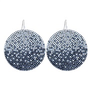 (E 173   light blue ) zircon geometry Round earrings  occidental style super fully-jewelled Earring