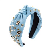 ( light blue ) Headband Olives ornament Headband woman fashion Cloth width Pearl