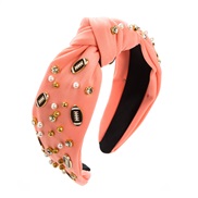 ( Pink) Headband Olives ornament Headband woman fashion Cloth width Pearl