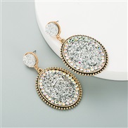 ( Silver)personality exaggerating super earrings woman Alloy embed diamond sequin high banquet Earring
