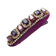 (purple)Korean style retro velvet colorful diamond hair clip fashion Headband all-Purpose hair clip woman