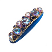 ( sapphire blue )retro velvet hair clip woman Headband super glass diamond thick hair clip