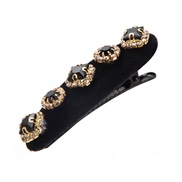 ( black)retro velvet diamond samll wind high hair clip  all-Purpose thick Headband