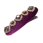 (purple)retro velvet diamond samll wind high hair clip  all-Purpose thick Headband
