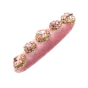 ( Pink)retro velvet diamond samll wind high hair clip  all-Purpose thick Headband