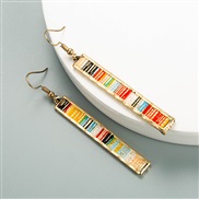 (red color ) leather earrings Alloy embed color Stripe retro samll long style Earring earrings