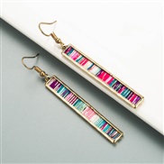 ( Purple color ) leather earrings Alloy embed color Stripe retro samll long style Earring earrings