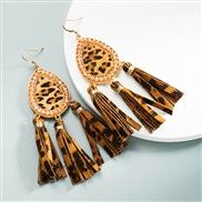 occidental style creative crystal leather tassel earrings Bohemia fashion exaggerating trend Earring