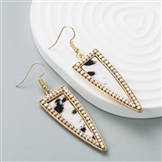 ( white)occidental style personality leather earrings all-Purpose Alloy diamond leopard leather Earring