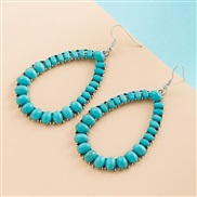(green )trend turquoise earrings woman occidental style exaggerating silver embed color turquoise temperament Earring