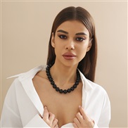 ( White K black 619 )occidental style exaggerating color Acrylic beads necklace woman  fashionins beads layer clavicle
