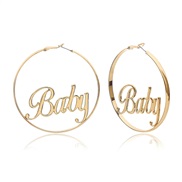 (baby  Gold 1274)occidental style  fashion retro personality geometry Earring woman  exaggerating temperament circle Wo