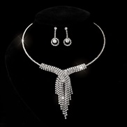 (Suit 3)diamond earrings necklace set Rhinestone butterfly Collar luxurious bride fully-jewelled chain woman
